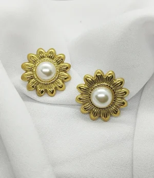 Aros Flor Perla