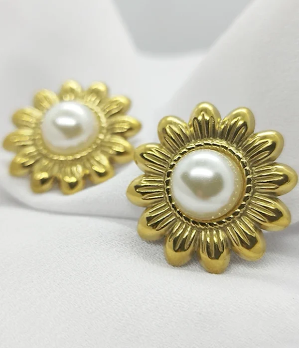 Aros Flor Perla