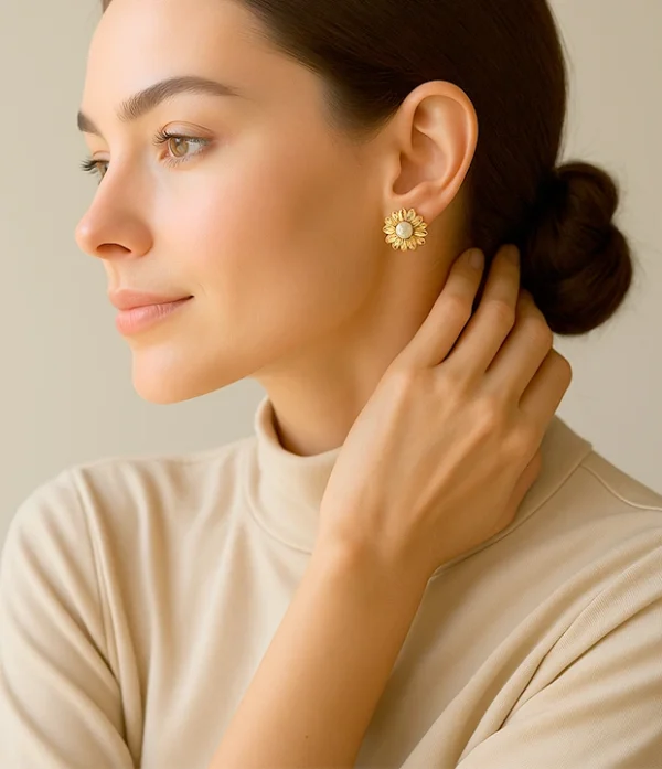 Aros Flor Perla