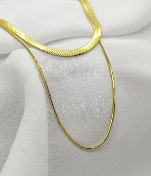 Set de Collar doble textura piel de Serpiente