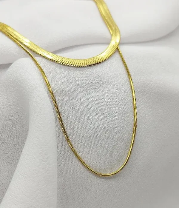 Set de Collar doble textura piel de Serpiente
