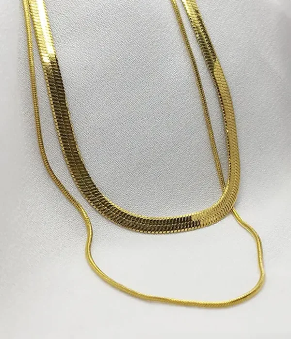 Set de Collar doble textura piel de Serpiente