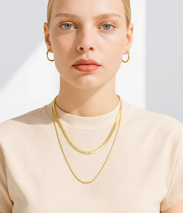 Set de Collar doble textura piel de Serpiente